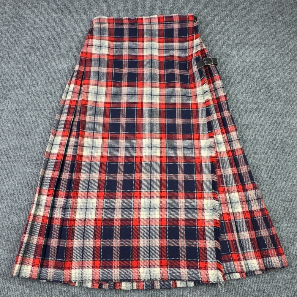 VTG Moffat Weavers Skirt 10 Tartan Plaid Wool Blend Pleated Kilt Scotland Preppy